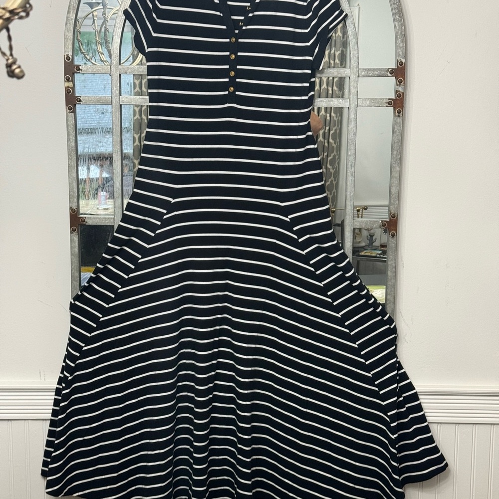 Ralph Lauren Striped Jersey Maxi Dress Black/White Size X-Large - Picture 3 of 7